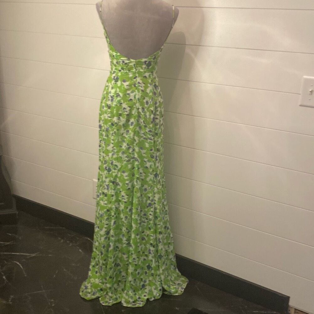 Green Floral Maxi Dress with Cutout Detail - Picture 7 of 14